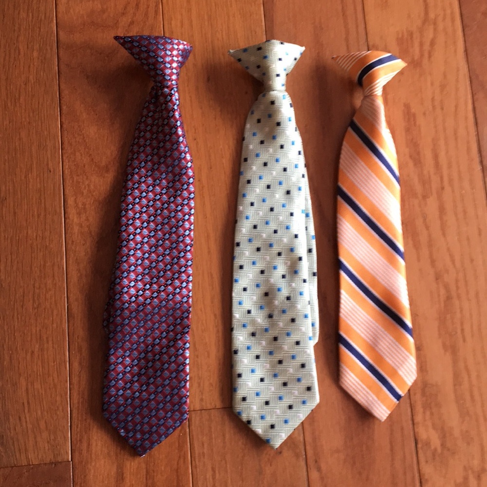 Set of 3 boys toddler clip on ties